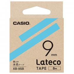 【新品/取寄品/代引不可】Lateco用テープ 9mm 水色/黒文字 XB-9SB