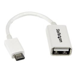 【新品/取寄品/代引不可】12cm Micro USB OTG変換アダプタ ホワイト マイクロUSBホストケーブル USB A 