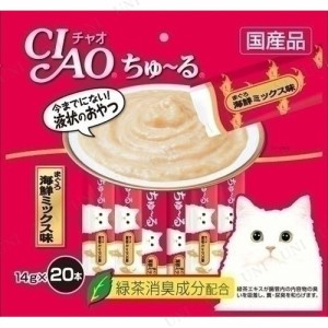 CIAO(チャオ) ちゅーる まぐろ海鮮ミックス味 14g×20本入 【 猫の餌 ペット用品 ペットグッズ ネコ ペットフード キャットフード エサ 