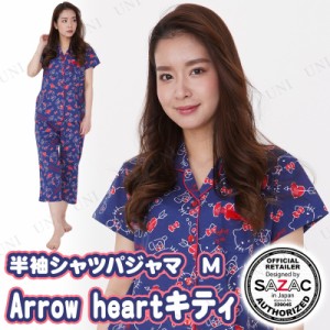 SAZAC(サザック) Arrow heartキティ半袖シャツパジャマ ネイビー レディスM 【 ファッション レディース 部屋着 パジャマ シャツ サンリ