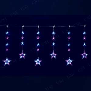 【取寄品】 155cm 6連ホワイトピンクLED スターカーテンライト 【 電飾 ネット デコレーション イルミネーションライト クリスマスパーテ