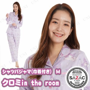 【取寄品】 SAZAC(サザック) クロミin the roomシャツパジャマ(巾着付き) パープル レディスM 【 ルームウェア レディース 寝間着 大人用