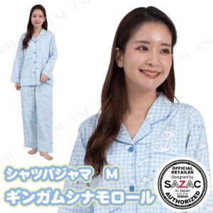 【取寄品】 SAZAC(サザック) ギンガムシナモロールシャツパジャマ サックス レディスM 【 レディース 寝間着 ルームウェア キャラクター 