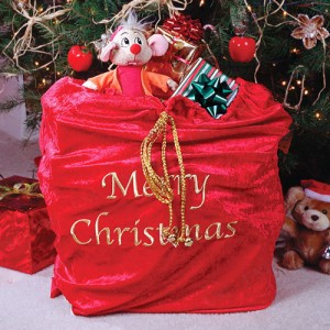 サンタプレゼント袋(メリークリスマス) 【 サンタ コスプレ 仮装 変装グッズ サンタの袋 小物 】