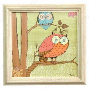 【取寄品】 フクロウ額絵 91470 【 インテリア雑貨 アート 絵画 】