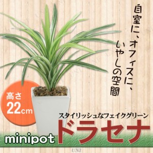 人工観葉植物 ミニポット ドラセナ 22cm 【 観葉植物 小さい フェイクグリーン ミニ インテリアグリーン ミニサイズ 幸福の木 ミニ観葉植