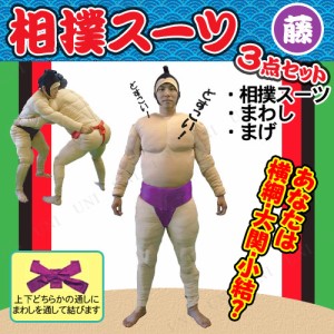 【取寄品】 コスプレ 仮装 相撲セット 相撲スーツ3点セット 藤 【 衣装 メンズ 力士 まわし ハロウィン 男性用 コスチューム 余興 お相撲