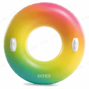 INTEX(インテックス) レインボーオンブルチューブ 119cm 58202 【 ビーチグッズ ウキワ 水遊び用品 ビッグサイズ 浮輪 海水浴 101cm〜120