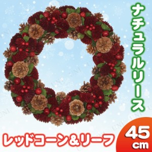 ナチュラルリース レッドコーン＆リーフ 45cm 【 リース 玄関 店舗 パーティーグッズ デコレーション 雑貨 クリスマスパーティー ショッ