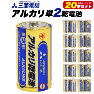 単2形 アルカリ乾電池  20本セット 菱電機 乾電池 LR14(N) まとめ買い 単2 電池 1.5V 2本パック 10個セット 単二電池 単二 電池 防災 備