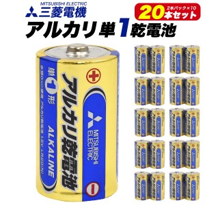 送料無料 単1電池 20本セット（2本×10パック）三菱電機 アルカリ電池 アルカリ乾電池 単一電池 単1 単1形 乾電池 予備 でんち 長持ち コ