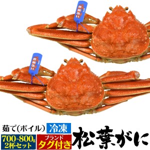 残りわずか 松葉ガニ 約700〜800g 2杯セット【冷凍】カニ 姿 茹でカニ かに 松葉ガニ ブランドタグ付き 山陰産 蟹 父の日 贈物 釜茹 2匹 