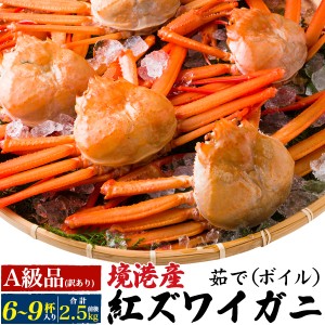 【茹で】A級品 紅ズワイガニ 6〜9杯(合計2.5kg前後) 姿 かに ボイル カニ 蟹味噌 紅ずわい蟹 日本海 山陰 産直 国産 鳥取県 境港 べにず