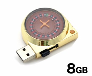 8GB おもしろUSBメモリ ルーレットタイプ ボタンを押すとくるくる動くユニークデザイン 大容量8GB　高速USB2.0転送