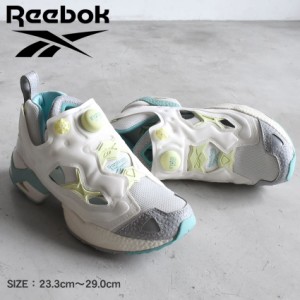 リーボック スニーカー レディース メンズ インスタポンプフューリー 95 ホワイト 白 ブルー 青 イエロー 黄 グレー REEBOK GV9638 厚底 