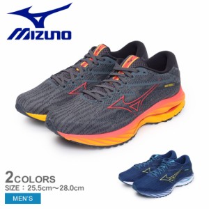 ミズノ ランニングシューズ メンズ ウエーブライダー27 オレンジ ネイビー 紺 MIZUNO J1GC2303 靴 シューズ ローカット 運動 スポーツ ス