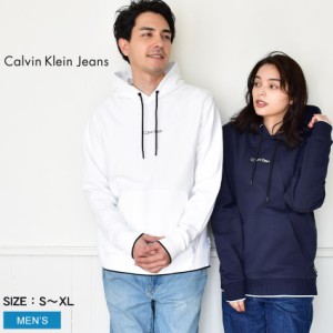 カルバンクラインジーンズ フーディー メンズ センターロゴフーディー ネイビー 紺 ホワイト 白 CALVIN KLEIN JEANS K10K108180 CK ブラ