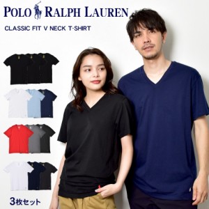 ポロ ラルフローレン 半袖Tシャツ レディース メンズ クラシックフィット VネックTシャツ ブラック 黒 ホワイト 白 ネイビー 紺 POLO RAL