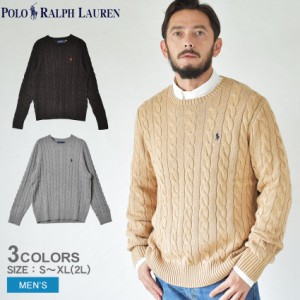 ポロ ラルフローレン セーター メンズ ワンポイント ロングスリーブニット ブラウン 茶 グレー POLO RALPH LAUREN 710775885 トップス 長