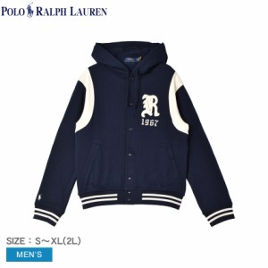 ポロ ラルフローレン フリースジャケット メンズ フリース フーデッド ベースボール ジャケット ネイビー 紺 ホワイト 白 POLO RALPH LAU