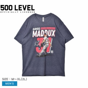 ファイブハンドレットレベル 半袖Tシャツ メンズ グレッグ・マダックス アトランタ ダッシュ WHT ネイビー 紺 500 LEVEL 0230-005-01 ウ