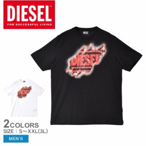 【ゆうパケット可】ディーゼル 半袖Tシャツ メンズ T-JUST-E43 T-SHIRT ブラック 黒 ホワイト 白 DIESEL A097540AAXJ トップス 半袖 Tシ