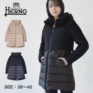 ヘルノ アウター レディース リバイバル＆ナイロンシャモニー Aシェイプ ブラック 黒 ベージュ ネイビー 紺 HERNO PI0822D-33220 ジャケ