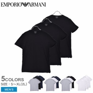 春新作 エンポリオ アルマーニ 半袖Tシャツ メンズ CREW 3PCK ブラック 黒 ネイビー グレー EMPORIO ARMANI
