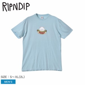リップンディップ 半袖Tシャツ メンズ HUNGRY KITTY TEE ブルー 青 RIPNDIP RND9061 ウエア トップス クルーネック ブランド ストリート 