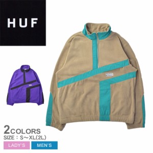 ハフ アウター レディース メンズ RANGE QUARTER ZIP POLAR FLEECE 紫 ベージュ HUF FL00183 ジャケット ハーフジップ フリース ボア 暖