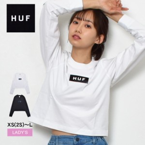 【ゆうパケット可】 ハフ 長袖Tシャツ レディース FOIL BAR LOGO L／S CROP TEE ブラック 黒 ホワイト 白 HUF WTS0061 ウエア トップス 