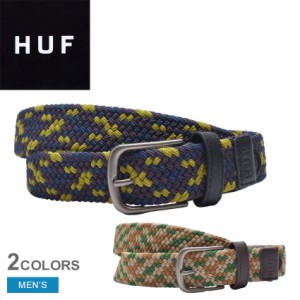 ハフ ベルト メンズ WOVEN BELT ネイビー 紺 ベージュ HUF AC00594 タウンユース デイリーユース ストリート スケーター スケボー 編み込