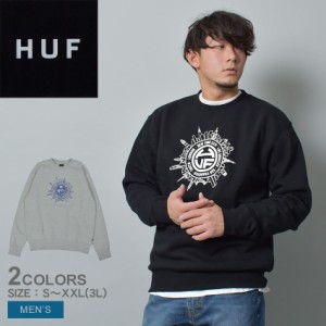 ハフ スウェット メンズ INTERNATIONALLY KNOWN CREWNECK ブラック 黒 グレー HUF PF00600 ウエア ウェア トップス プリント ストリート 