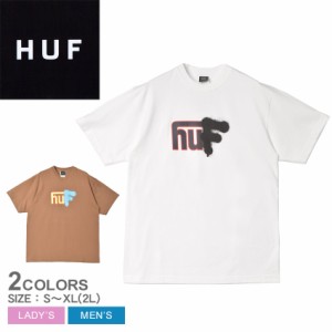 【ゆうパケット可】ハフ 半袖Tシャツ レディース メンズ UPSIDE DOWNTOWN TEE ブラウン 茶 ホワイト 白 HUF TS02173 ウエア トップス ク