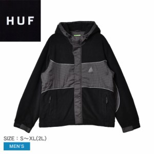 ハフ ジャケット メンズ ポーラーフリースジャケット ブラック 黒 グレー HUF JK00369 ウエア ジャケット シンプル ストリート スケート 