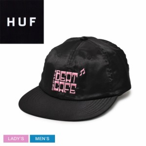 ハフ キャップ レディース メンズ BEAT CAFE 6 PANEL HAT ブラック 黒 ピンク HUF HT00750 帽子 スナップボタンキャップ フラットバイザ