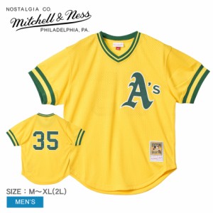 ミッチェルアンドネス ユニフォーム メンズ グリーン イエロー MITCHELL ＆ NESS ABPJ3008-OAT84RHEYELL ウエア トップス ベースボールジ