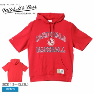 ミッチェルアンドネス トップス メンズ MLB セントルイス・カージナルス ショート スリーブ フリース フード レッド 赤 MITCHELL ＆ NESS