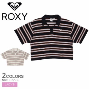 【ゆうパケット可】ロキシー 半袖Tシャツ レディース SUNNY DAY POLO クロップド トップ ブラック 黒 グレー ROXY RDK232032 トップス 半