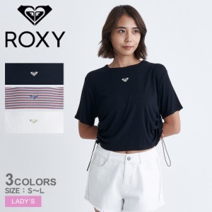 ロキシー 半袖Tシャツ レディース OCEANO S／S TEE ホワイト 白 ブラック 黒 ROXY RST242034 トップス 2WAY ショート丈 リブ 無地 ボーダ