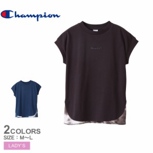 【ゆうパケット可】チャンピオン 半袖Tシャツ レディース スリーブレスシャツ ブラック 黒 ネイビー 紺 CHAMPION CW-X311 アメカジ ロゴ 