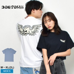 【ゆうパケット可】ドッグ タウン 半袖Tシャツ メンズ スカル ウィング ショートスリーブTシャツ ブラック 黒 ホワイト 白 DOG TOWN DT01