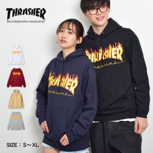 スラッシャー パーカー メンズ FLAME フーディー スウェットパーカー ホワイト 白 ブラック 黒 カーキ THRASHER TH95130PL ロゴ ストリー