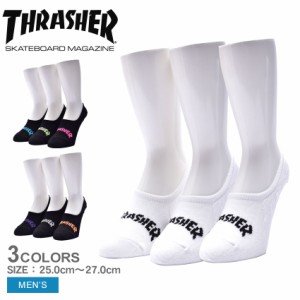 スラッシャー 靴下 メンズ MAG LINER SOCKS 3P ブラック 黒 ホワイト 白 THRASHER TH-SX212 3足セット 3足組 ウエア ブランド ソックス 