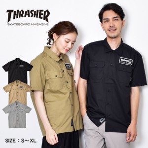 スラッシャー 半袖シャツ メンズ MAG S/S WORK SHIRT ブラック 黒 ベージュ THRASHER TH5198 ウエア トップス 半袖 ブランド 上着 羽織 