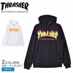 スラッシャー パーカー メンズ FLAME フーディー スウェットパーカー ホワイト 白 ブラック 黒 THRASHER TH95130 ロゴ ストリート スウェ