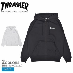 スラッシャー パーカー メンズ GONZ THUMBS ZIP HOODIE グレー ブラック 黒 THRASHER TH96398 ウエア ウェア フルジップ ジップパーカー 