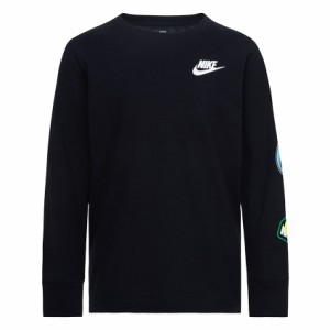 ナイキ 長袖Tシャツ キッズ ベビー NKB RETRO STICKER LS TEE ブラック 黒 ホワイト 白 NIKE 86L833 トップス ロンT クルーネック ロゴ 