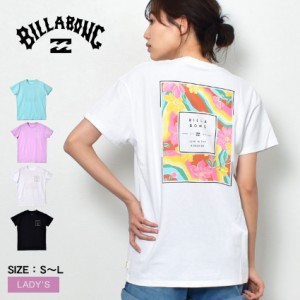 【ゆうパケット可】 ビラボン 半袖Tシャツ レディース LARGE SQUARE PATTEN LOGO TEE ブラック 黒 ホワイト 白 BILLABONG BD013201 トッ