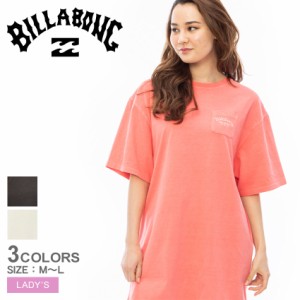 ビラボン ワンピース レディース ロゴ チェスト PK Tシャツワンピース ピンク ブラック 黒 ホワイト 白 BILLABONG BD013360 トップス 半